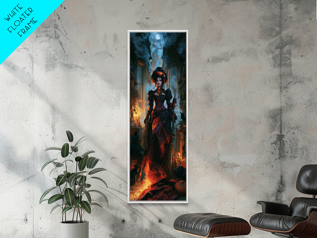 The Cyberpunk Witch, Victorian Horror Portrait, Tall Narrow Wall Art, Canvas Print, Gothic Wall Decor, Halloween Portrait Art