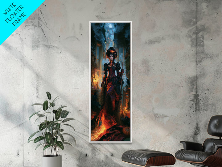 The Cyberpunk Witch, Victorian Horror Portrait, Tall Narrow Wall Art, Canvas Print, Gothic Wall Decor, Halloween Portrait Art