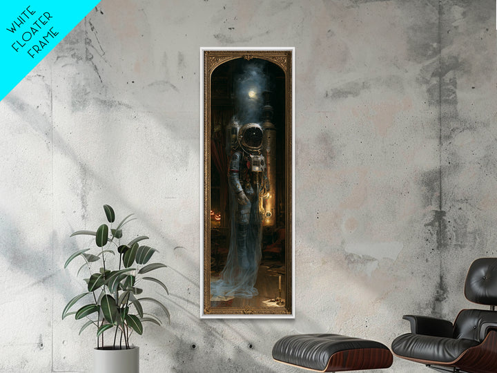 The Astronaut Ghost, Victorian Gothic Art, Tall Narrow Wall Art, Framed Canvas Print, Gothic Wall Decor, Halloween Portrait Art