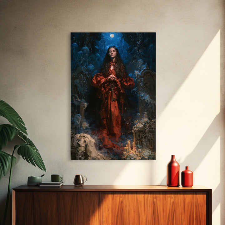 The Underwater Graveyard, Macabre Victorian Decor, Vertical Wall Art, Framed Canvas Print, Gothic Wall Decor, Halloween Portrait Art