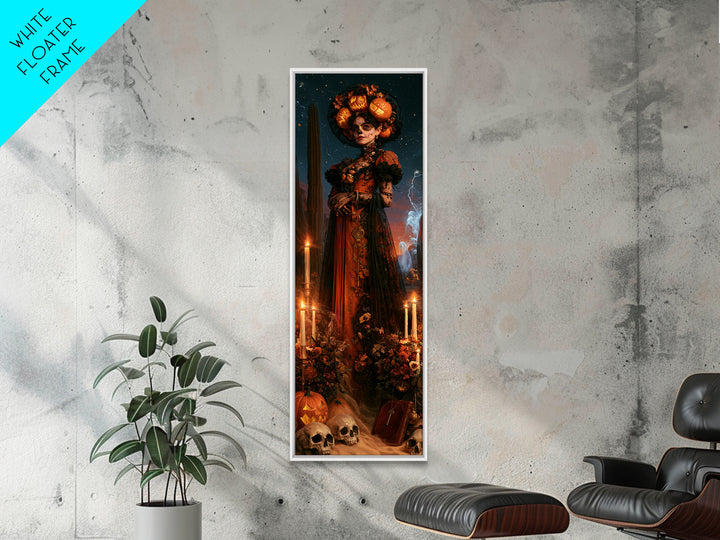 Desert Halloween, Dark Academia Wall Art, Tall Narrow Wall Art, Framed Canvas Print, Gothic Wall Decor, Halloween Portrait Art