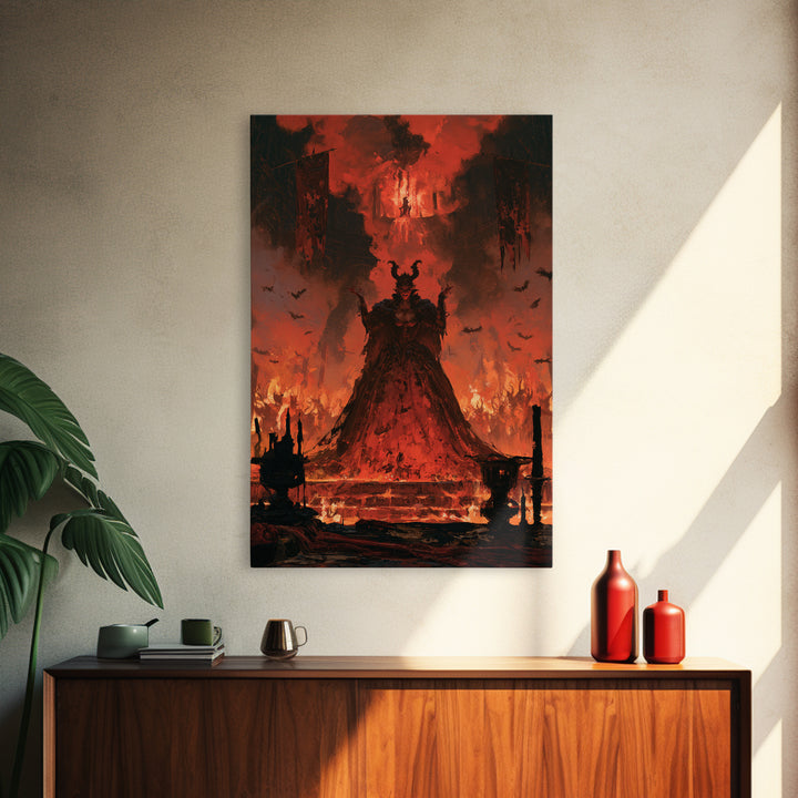 The Volcanic Demon Festival, Victorian Gothic Art, Vertical Wall Art, Framed Canvas Print, Gothic Wall Decor, Halloween Portrait Art