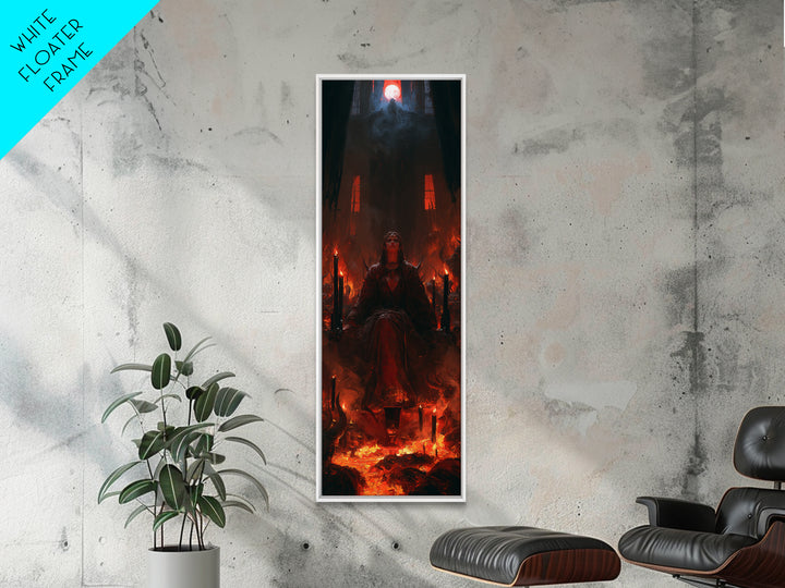 The Volcanic Demon Festival, Victorian Horror Portrait, Tall Narrow Wall Art, Framed Canvas Print, Gothic Wall Decor, Halloween Portrait Art