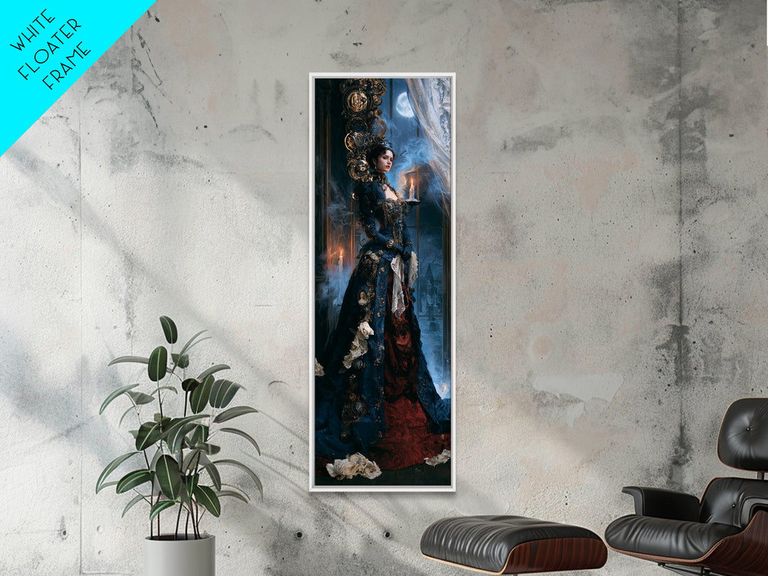 The Clockwork Haunted House, Dark Academia Wall Art, Tall Narrow Wall Art, Framed Canvas Print, Gothic Wall Decor, Halloween Portrait Art