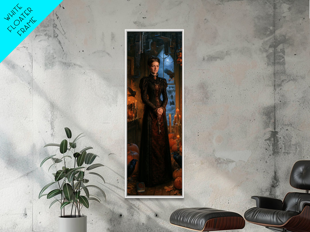 The Upside-Down Cemetery, Macabre Victorian Decor, Tall Narrow Wall Art, Framed Canvas Print, Gothic Wall Decor, Halloween Portrait Art