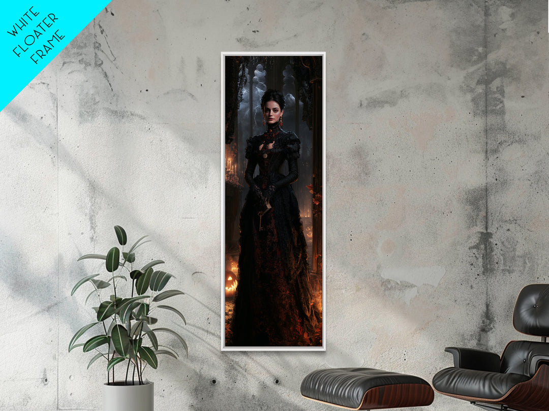 The Town Where Shadows Live, Victorian Gothic Art, Tall Narrow Wall Art, Canvas Print, Gothic Wall Decor, Halloween Portrait Art