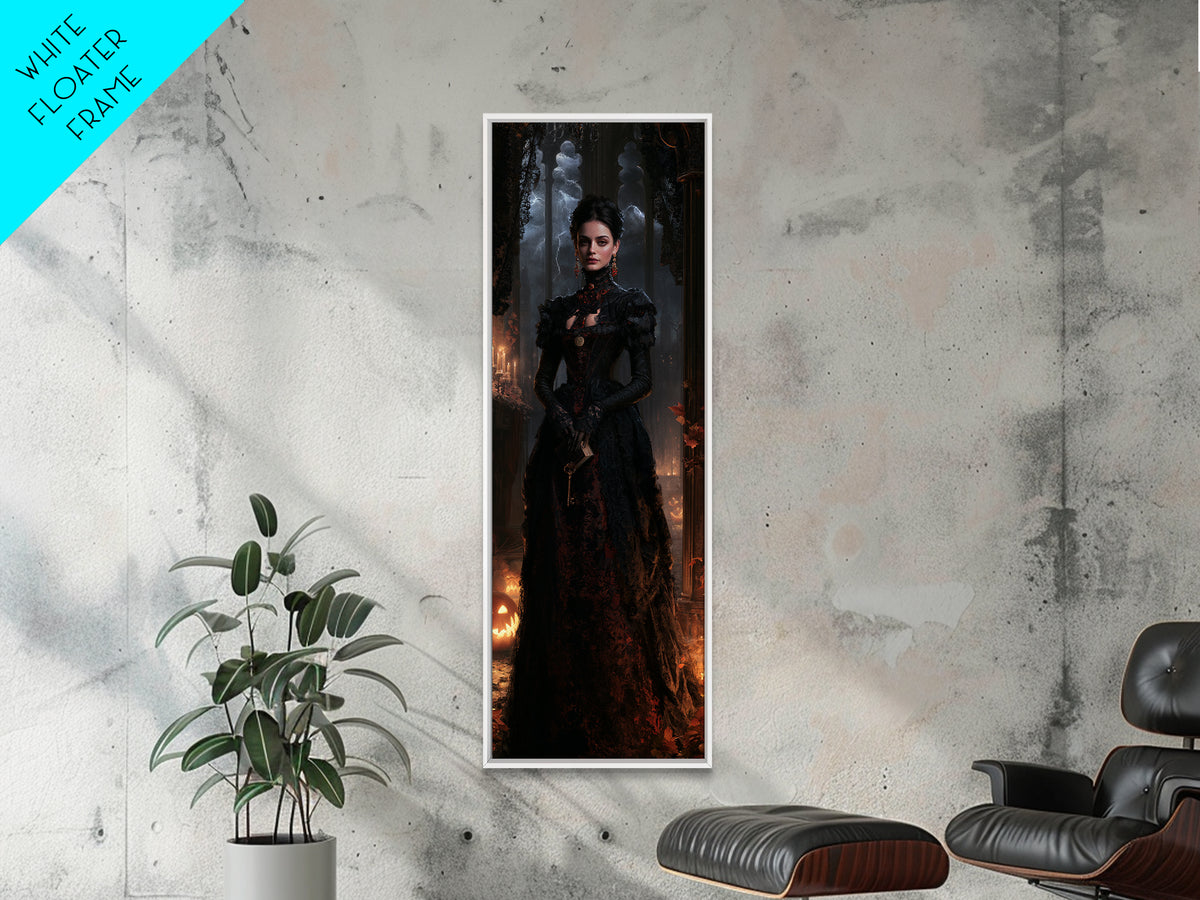 The Town Where Shadows Live, Victorian Gothic Art, Tall Narrow Wall Art, Canvas Print, Gothic Wall Decor, Halloween Portrait Art