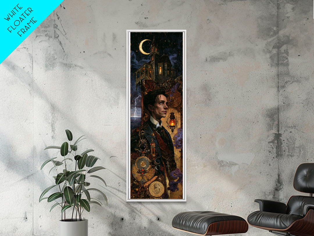 The Last House At The World'S Edge, Victorian Horror Portrait, Tall Narrow Wall Art, Framed Canvas Print, Gothic Wall Decor