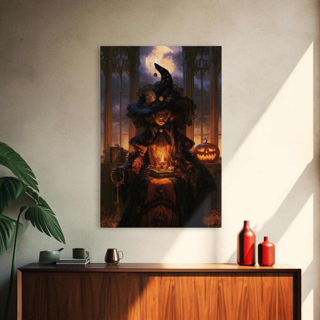 Halloween On Another Planet, Dark Academia Wall Art, Vertical Wall Art, Canvas Print, Gothic Wall Decor, Halloween Portrait Art