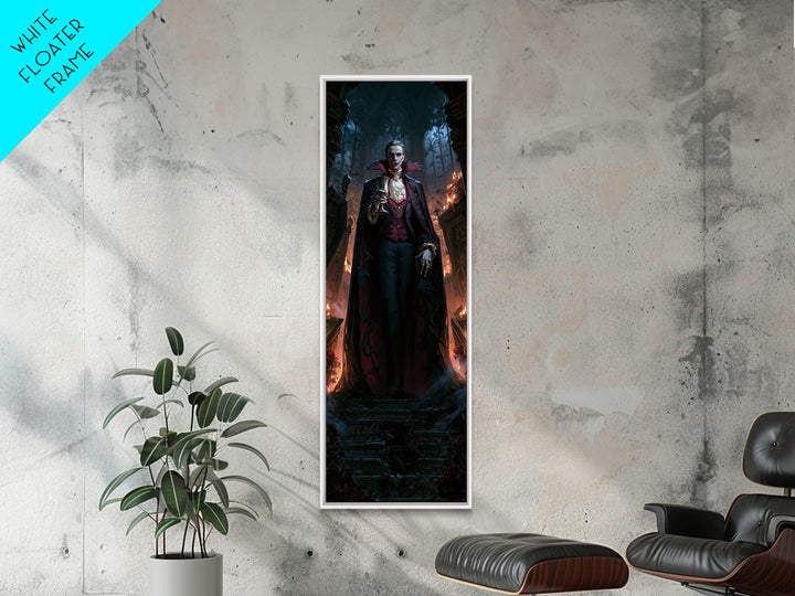 The Crimson Count Of Hollow Keep, Macabre Victorian Decor, Tall Narrow Wall Art, Canvas Print, Gothic Wall Decor, Halloween Portrait Art