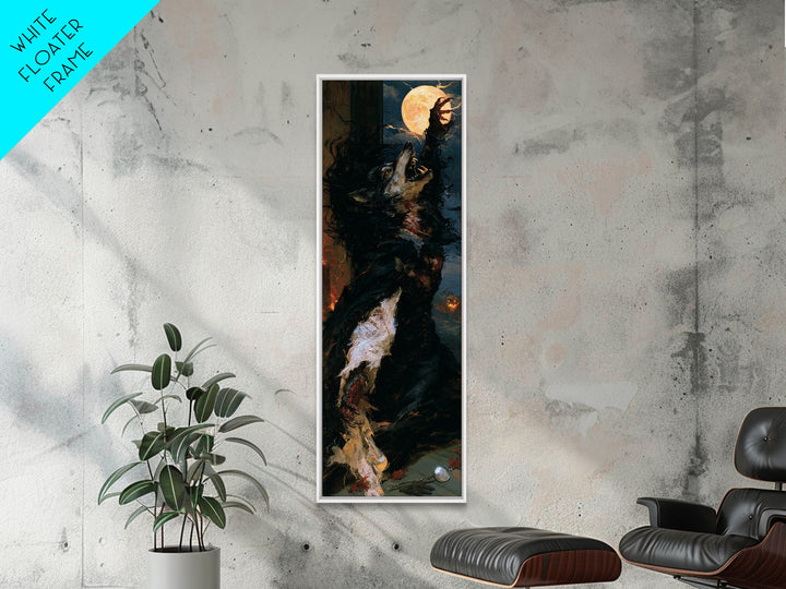The Widow Wolf Of Briar Moon, Antique Gothic Portrait, Tall Narrow Wall Art, Framed Canvas Print, Gothic Wall Decor, Halloween Portrait Art