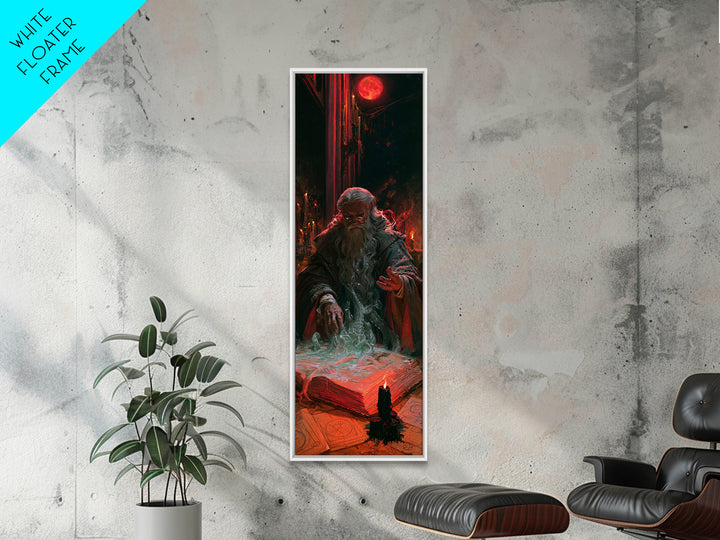 The Librarian Of Forbidden Tides, Victorian Gothic Art, Tall Narrow Wall Art, Framed Canvas Print, Gothic Wall Decor, Halloween Portrait Art