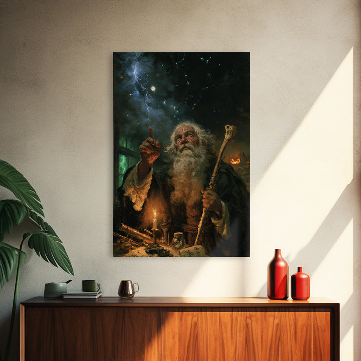 The Star-Seer Of Black Dunwich, Macabre Victorian Decor, Vertical Wall Art, Canvas Print, Gothic Wall Decor, Halloween Portrait Art