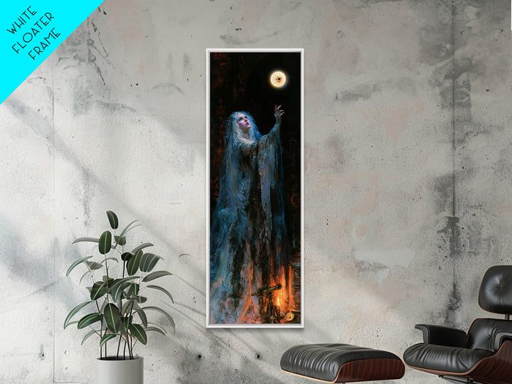 The Bride Of The Abyssal Moon, Antique Gothic Portrait, Tall Narrow Wall Art, Canvas Print, Gothic Wall Decor, Halloween Portrait Art