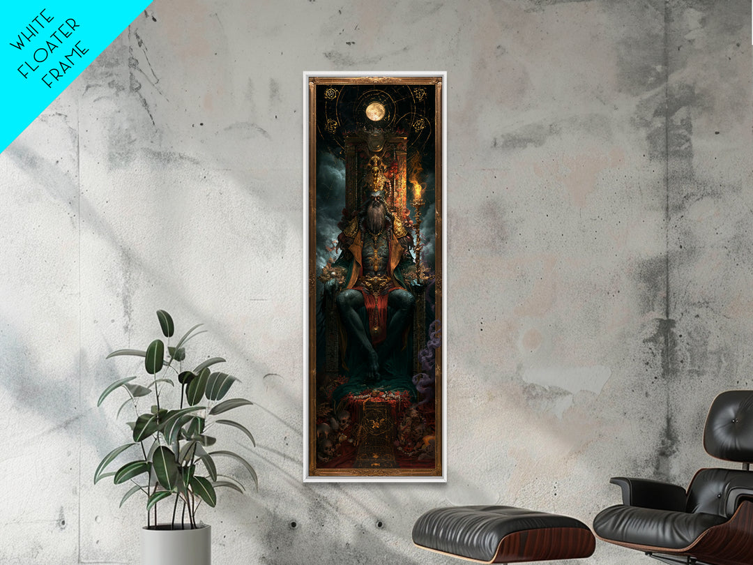The Watcher In The Coral Throne, Macabre Victorian Decor, Tall Narrow Wall Art, Framed Canvas Print, Gothic Wall Decor, Macabre Wall Art