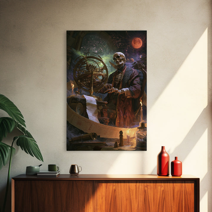 The Astronomer Of The Hollow Sky, Lovecraftian Portrait Art, Vertical Wall Art, Framed Canvas Print, Gothic Wall Decor, Horror Wall Art