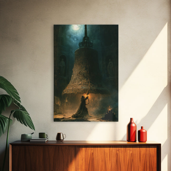 The Bellringer Of The Sunken Cathedral, Dark Academia Wall Art, Vertical Wall Art, Framed Canvas Print, Gothic Wall Decor