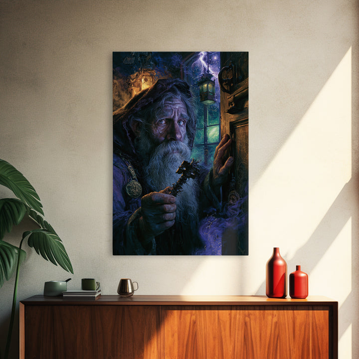The Keeper Of The Black Reef Key, Victorian Horror Portrait, Vertical Wall Art, Canvas Print, Gothic Wall Decor, Halloween Portrait Art