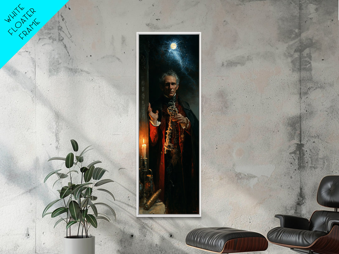 The Keeper Of The Black Reef Key, Macabre Victorian Decor, Tall Narrow Wall Art, Framed Canvas Print, Gothic Wall Decor, Statement Wall Art