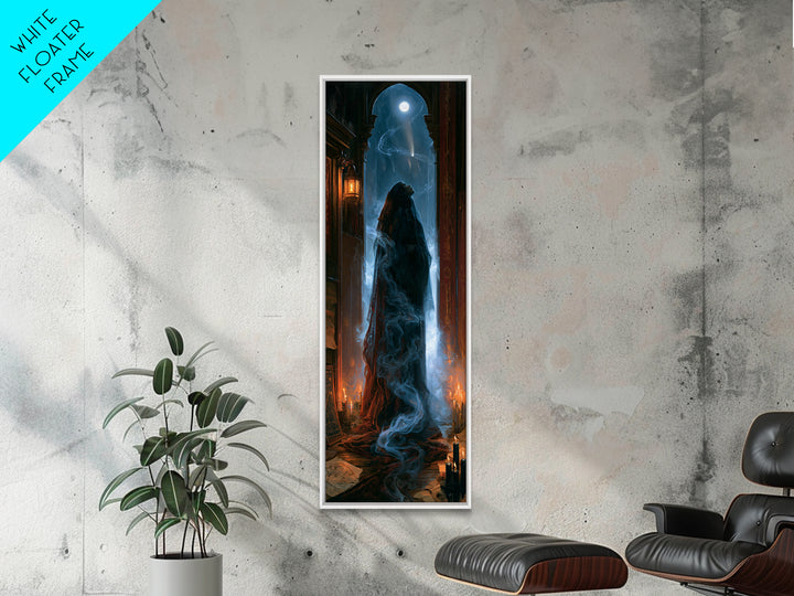 The Widow Of The Whispering Comet, Victorian Gothic Art, Tall Narrow Wall Art, Framed Canvas Print, Gothic Wall Decor, Halloween Decor