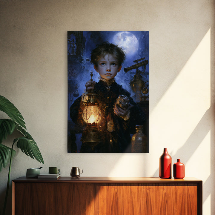 The Child Who Caught A Moon-Spawn, Victorian Gothic Art, Vertical Wall Art, Canvas Print, Gothic Wall Decor, Halloween Portrait Art