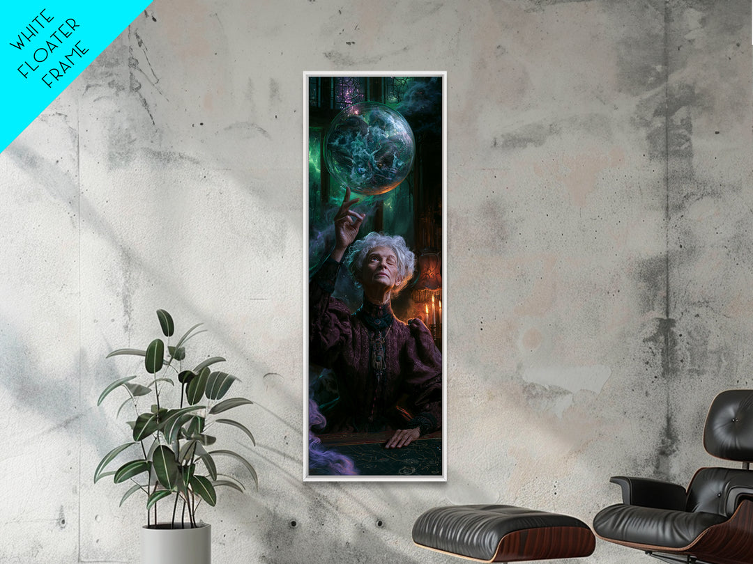 The Oracle Of The Glass Depths, Victorian Gothic Art, Tall Narrow Wall Art, Canvas Print, Gothic Wall Decor, Halloween Portrait Art