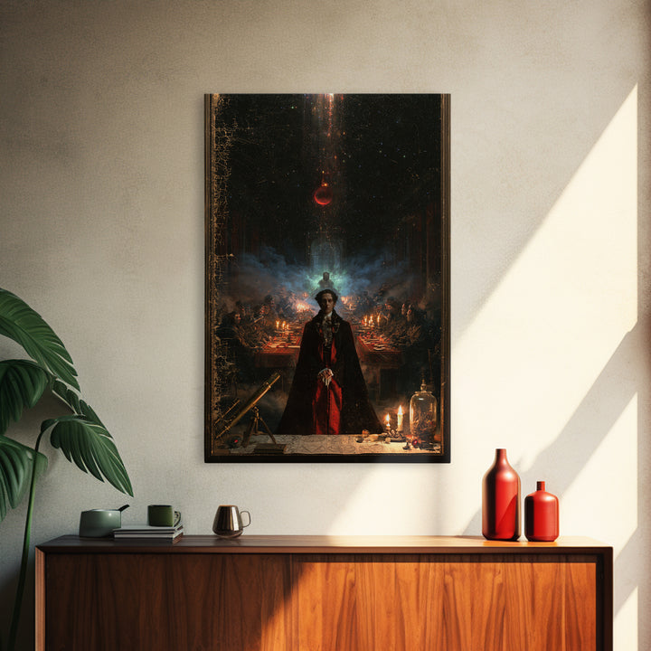 The Feast Of The Pale Cult, Victorian Gothic Art, Vertical Wall Art, Framed Canvas Print, Gothic Wall Decor, Halloween Portrait Art