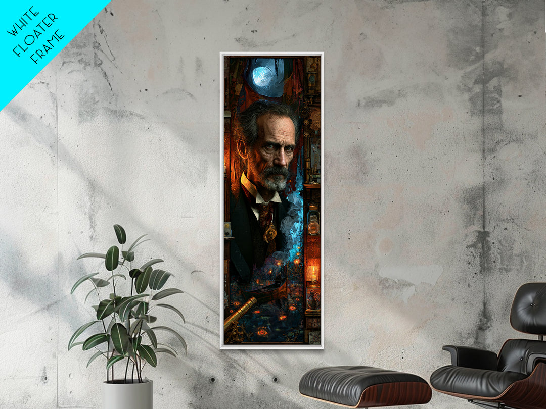 The Ferryman Of The Outer Marsh, Victorian Gothic Art, Tall Narrow Wall Art, Framed Canvas Print, Gothic Wall Decor, Halloween Portrait Art