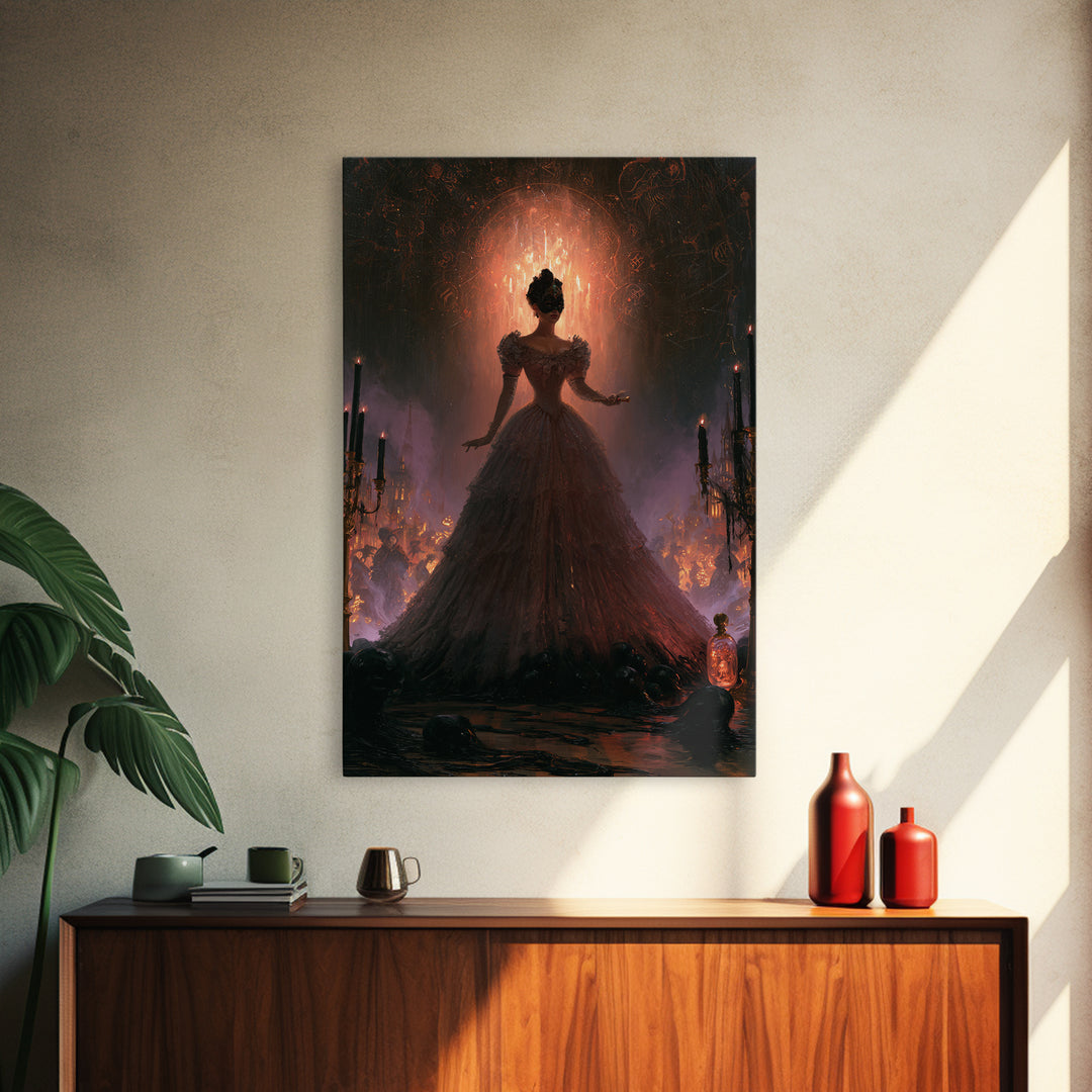 The Ballroom Of Silent Shoggoths, Macabre Victorian Decor, Vertical Wall Art, Canvas Print, Gothic Wall Decor, Halloween Portrait Art