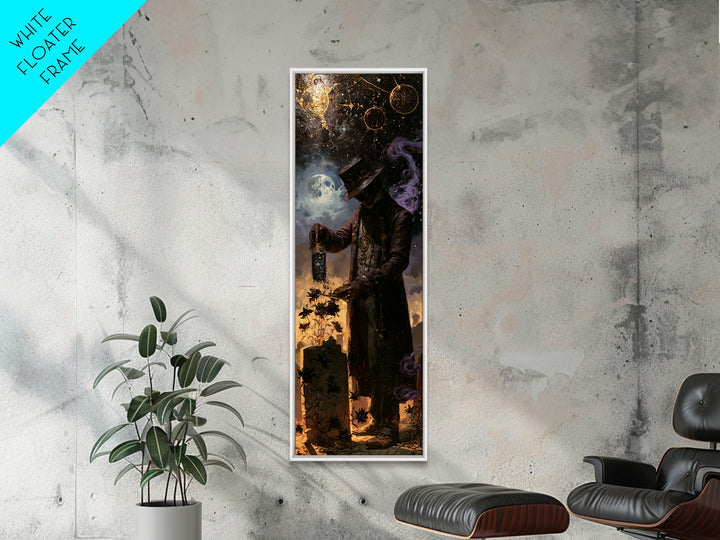 The Grave Gardener Of Yuggoth, Macabre Victorian Decor, Tall Narrow Wall Art, Framed Canvas Print, Gothic Wall Decor, Halloween Portrait Art