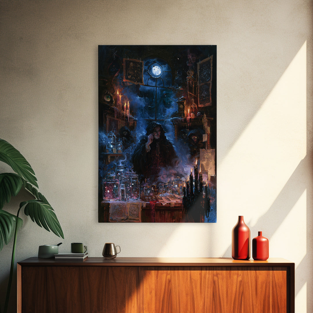 The Lantern Market Beyond The Veil, Dark Academia Wall Art, Vertical Wall Art, Framed Canvas Print, Gothic Wall Decor, Dark Fantasy Art