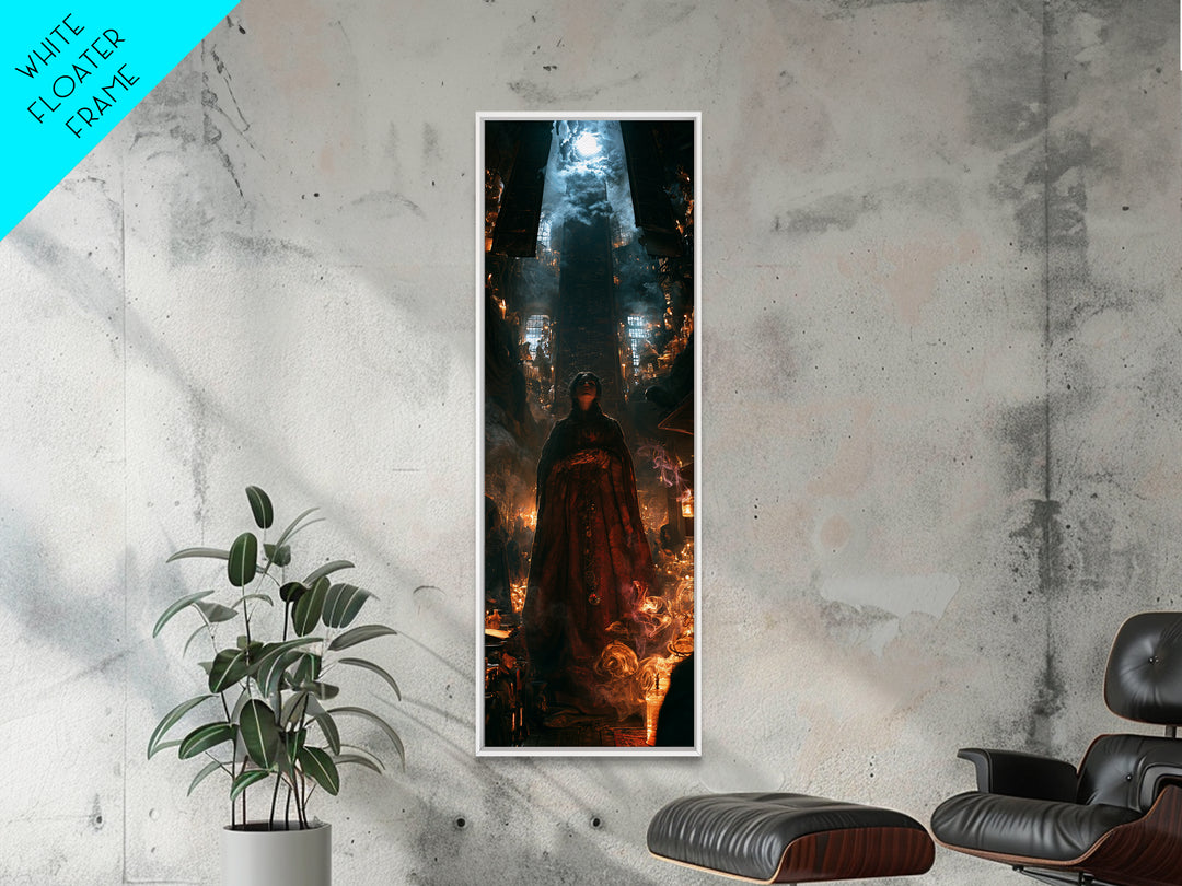 The Lantern Market Beyond The Veil, Antique Gothic Portrait, Tall Narrow Wall Art, Canvas Print, Gothic Wall Decor, Halloween Portrait Art