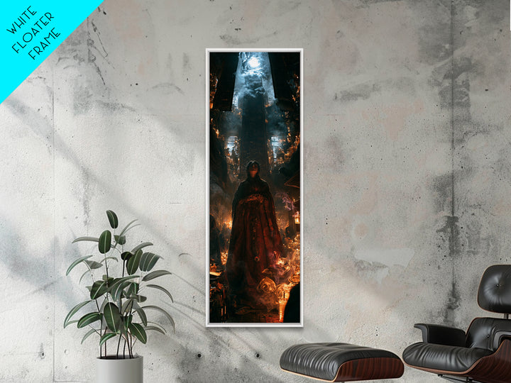 The Lantern Market Beyond The Veil, Antique Gothic Portrait, Tall Narrow Wall Art, Canvas Print, Gothic Wall Decor, Halloween Portrait Art