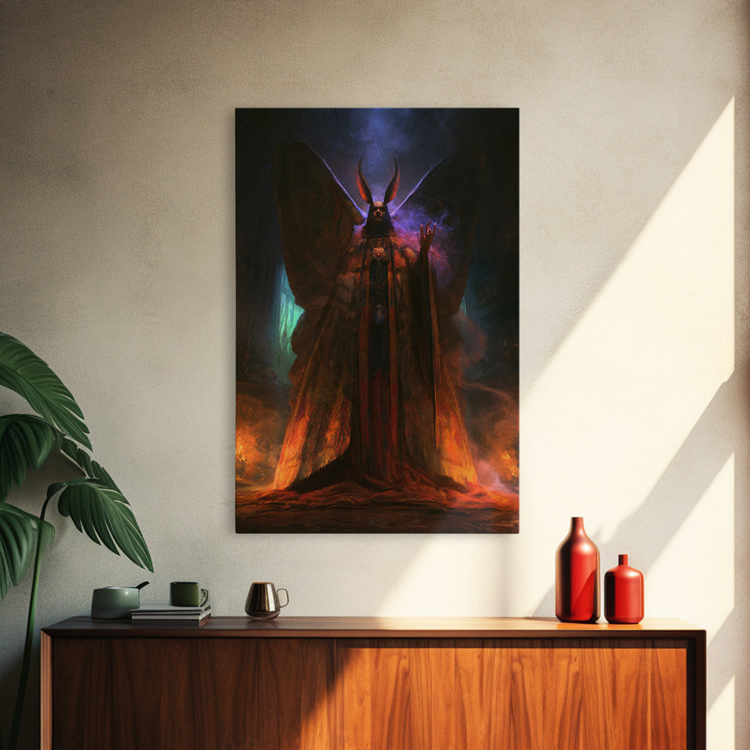 The Moth Prophet Of Kadath, Victorian Horror Portrait, Vertical Wall Art, Canvas Print, Gothic Wall Decor, Halloween Portrait Art