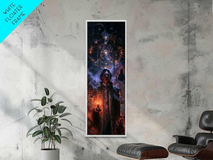 The Moonlit Shoggoth Menagerie, Dark Academia Wall Art, Tall Narrow Wall Art, Framed Canvas Print, Gothic Wall Decor, Halloween Portrait Art