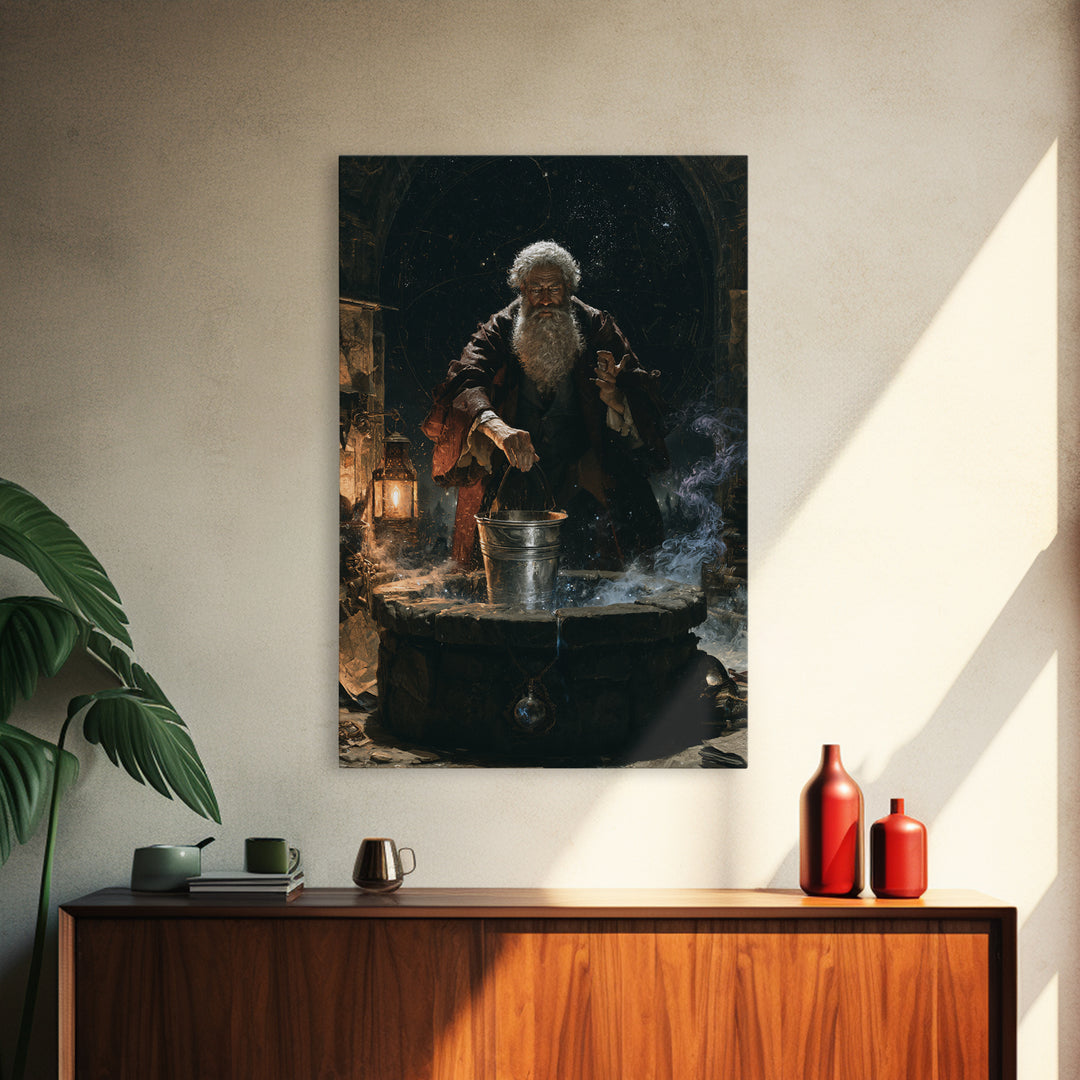 The Dreamwell Beneath Miskatonic, Victorian Horror Portrait, Vertical Wall Art, Framed Canvas Print, Gothic Wall Decor, Halloween Wall Art