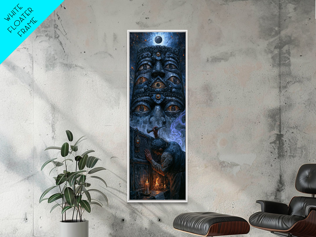 The Custodian Of The Whispering Idol, Macabre Victorian Decor, Tall Narrow Wall Art, Framed Canvas Print, Gothic Wall Decor