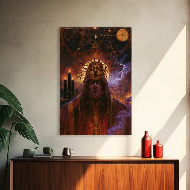 The Mask Of The Crawling God, Victorian Gothic Art, Vertical Wall Art, Framed Canvas Print, Gothic Wall Decor, Halloween Portrait Art