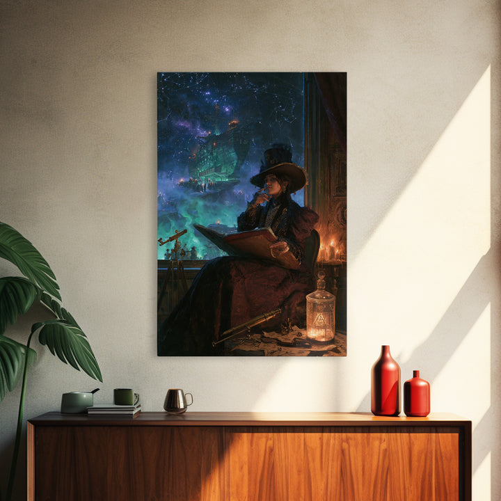 The Candelit Ark Of Forgotten Stars, Victorian Gothic Art, Vertical Wall Art, Canvas Print, Gothic Wall Decor, Halloween Portrait Art
