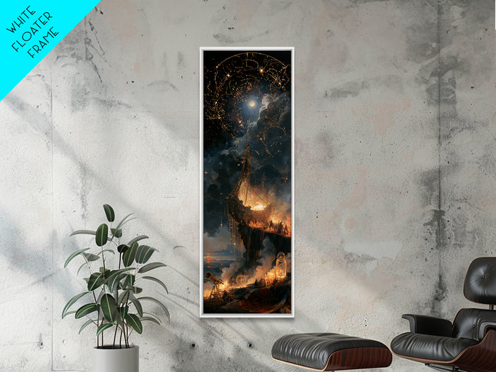 The Candelit Ark Of Forgotten Stars, Victorian Horror Portrait, Tall Narrow Wall Art, Framed Canvas Print, Gothic Wall Decor