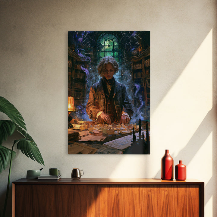 The Archivist Of Dreaming Bones, Victorian Cosmic Horror, Vertical Wall Art, Framed Canvas Print, Gothic Wall Decor, Halloween Portrait Art
