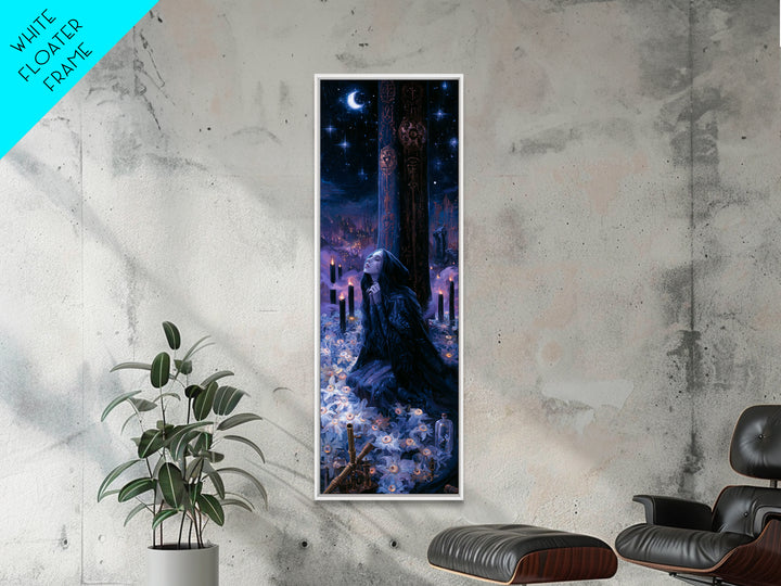 The Garden Of The Eyeless Moon, Dark Academia Wall Art, Tall Narrow Wall Art, Framed Canvas Print, Gothic Wall Decor, Halloween Portrait Art