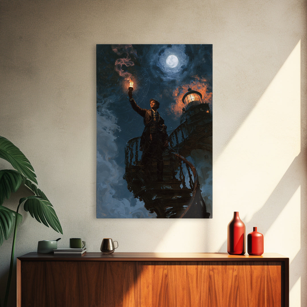 The Last Lighthouse Of Y’Ha-Nthlei, Victorian Horror Portrait, Vertical Wall Art, Canvas Print, Gothic Wall Decor, Halloween Portrait Art