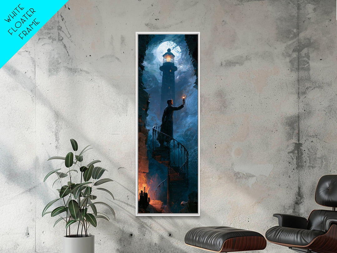 The Last Lighthouse Of Y’Ha-Nthlei, Macabre Victorian Decor, Tall Narrow Wall Art, Canvas Print, Gothic Wall Decor, Halloween Portrait Art