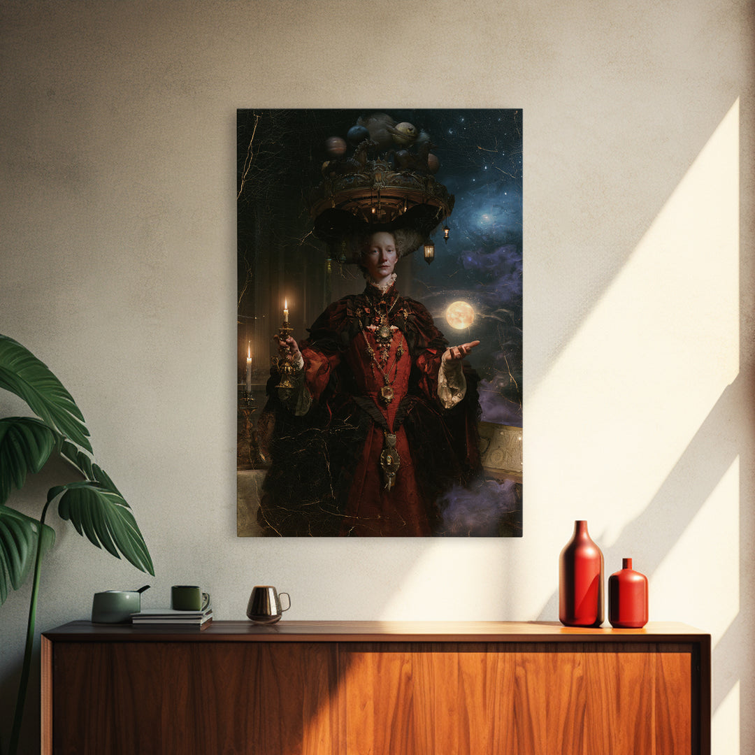 The Carousel Of Sleeping Planets, Victorian Gothic Art, Vertical Wall Art, Canvas Print, Gothic Wall Decor, Halloween Portrait Art