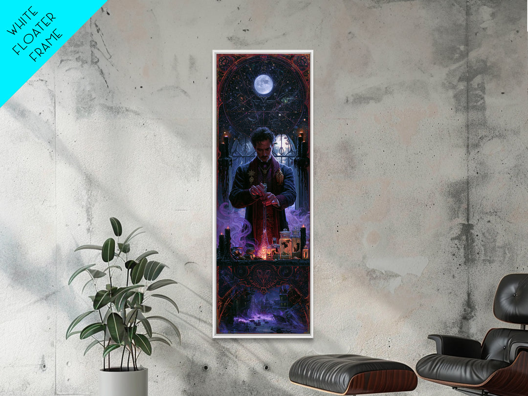 The Apothecary Of Black Seashell Dreams, Lovecraftian Portrait Art, Tall Narrow Wall Art, Framed Canvas Print, Gothic Wall Decor
