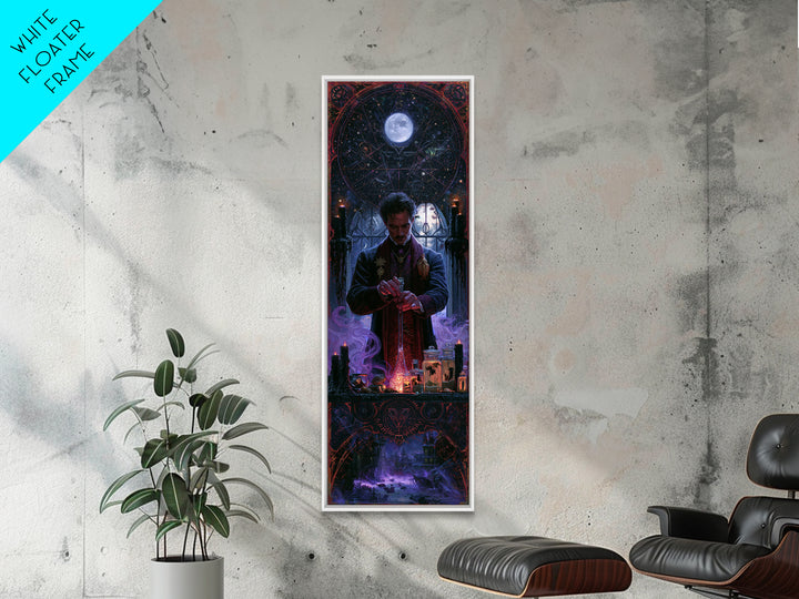 The Apothecary Of Black Seashell Dreams, Lovecraftian Portrait Art, Tall Narrow Wall Art, Framed Canvas Print, Gothic Wall Decor
