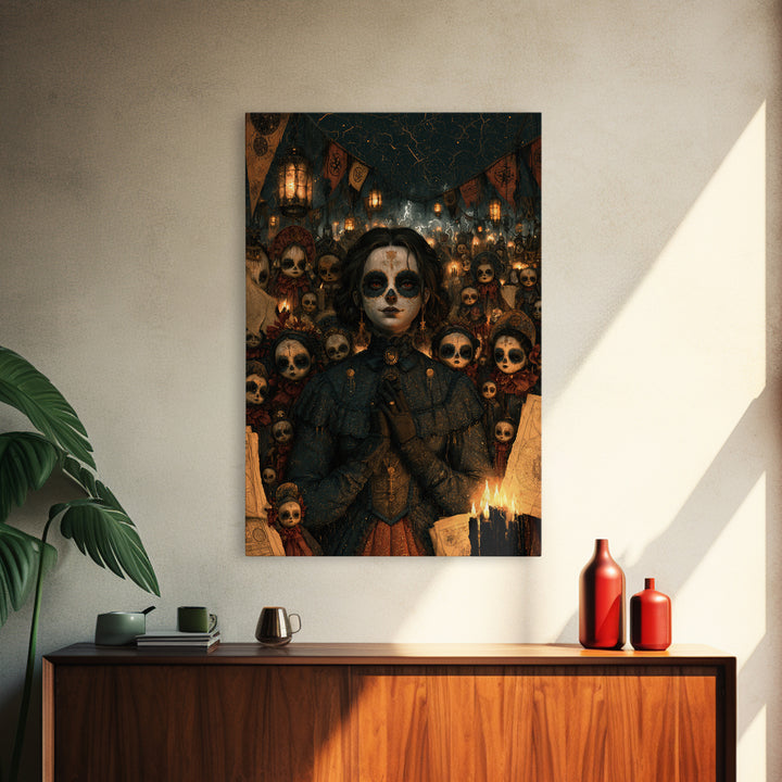The Festival Of The Little Old Ones, Macabre Victorian Decor, Vertical Wall Art, Framed Canvas Print, Gothic Wall Decor, Gothic Home Decor