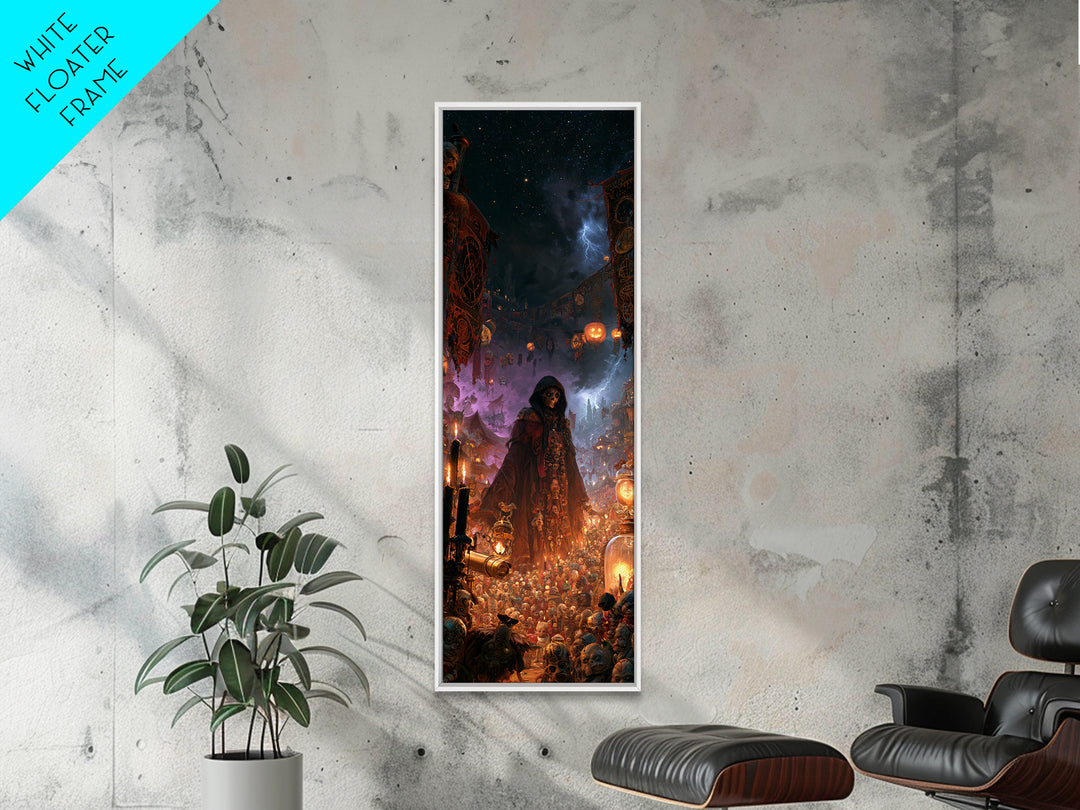 The Festival Of The Little Old Ones, Victorian Horror Portrait, Tall Narrow Wall Art, Framed Canvas Print, Gothic Wall Decor