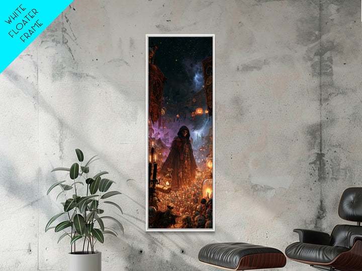 The Festival Of The Little Old Ones, Victorian Horror Portrait, Tall Narrow Wall Art, Framed Canvas Print, Gothic Wall Decor